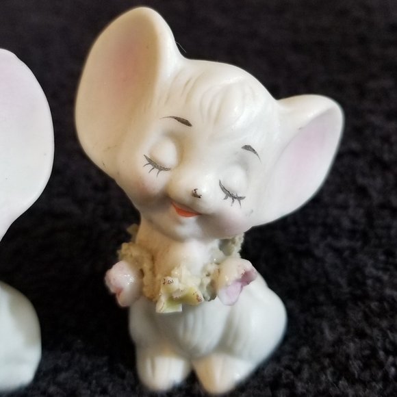 Miniature Mouse Couple Set Porcelain HandPainted - Picture 3 of 5